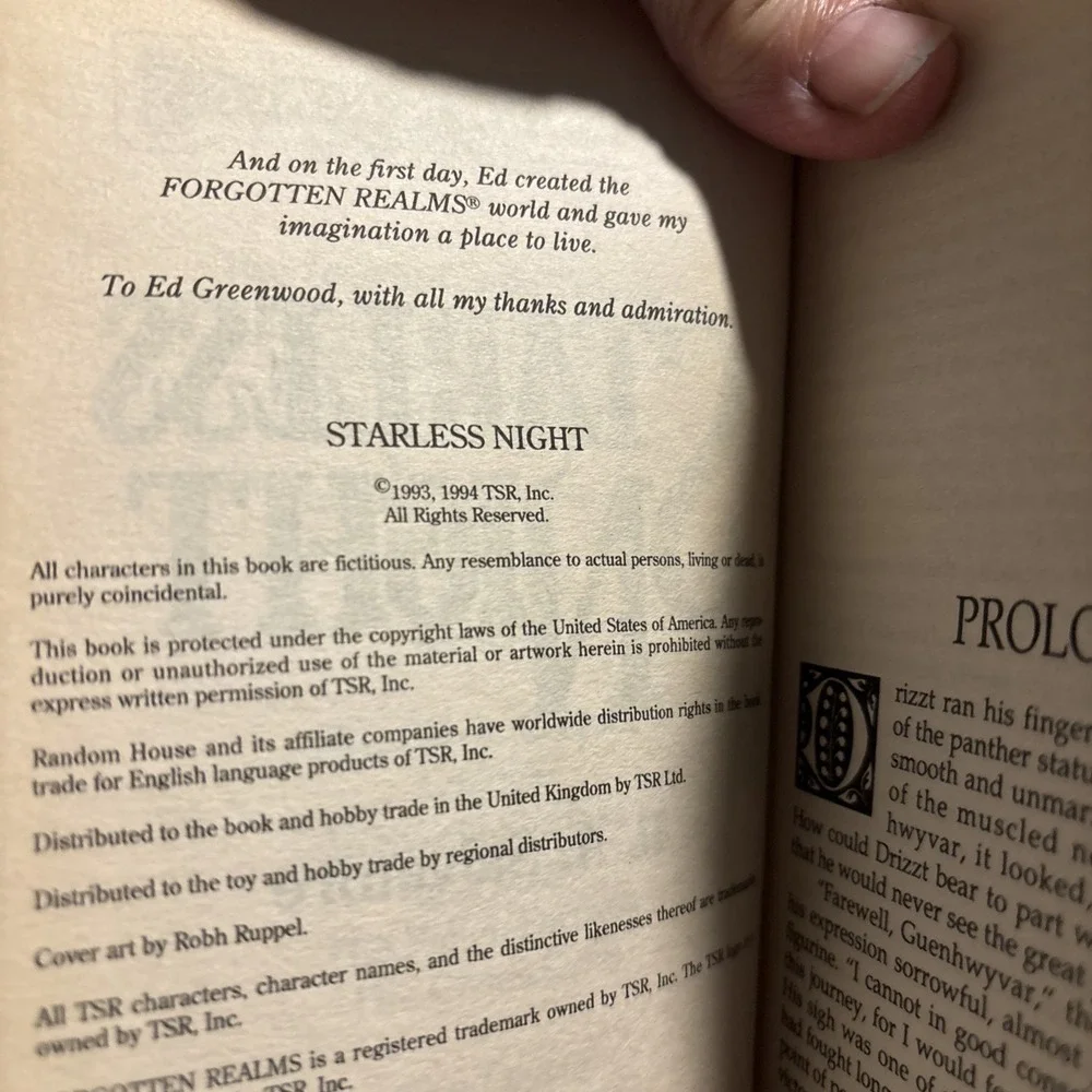 R.A. Salvatore Forgotten Realms Starless Night softcover novel
